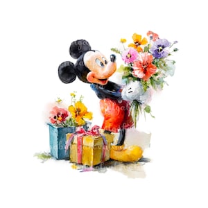 Watercolor Mickey Mouse Clipart: Birthday PNG (Digital Download)