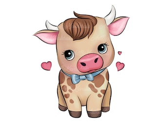 Mucca Clipart, Cute Cow PNG, Download digitale