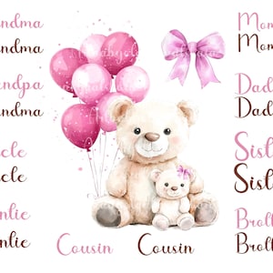 Baby Shower Girl Clipart, gender neutral baby shower, mom dad sister brother, gender reveal, Digital Download