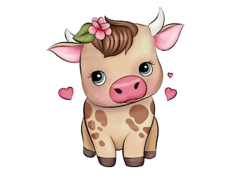 Clipart di mucca, PNG di mucca carina, download digitale