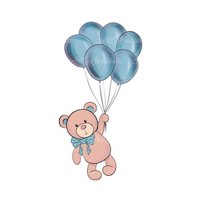 Teddy Bear Clipart, Bear PNG, Baby Bear, PNG, Baby Shower Boy, Digital Download