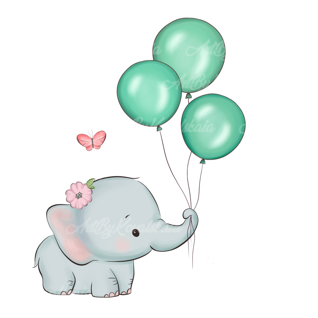 Elephant Clipart, Elephant Baby Shower, Elephant PNG, Baby Shower Boy ...