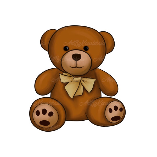 Teddy Bear Clipart, Cute Bear PNG, Baby Shower, Digital Download