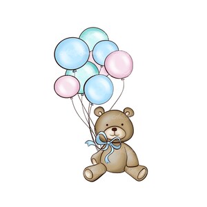 Teddy Bear Clipart, Bear PNG, Baby Shower Boy, Digital Download