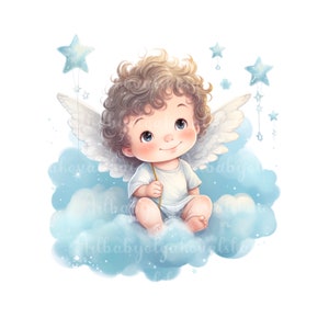 Aquarel engel clipart PNG, kind engel, baby shower, digitale download