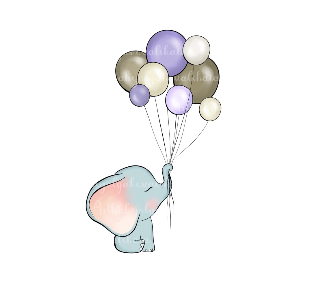 Baby Elephant Clipart: Balloons PNG, Baby Shower (digital Download) - Etsy