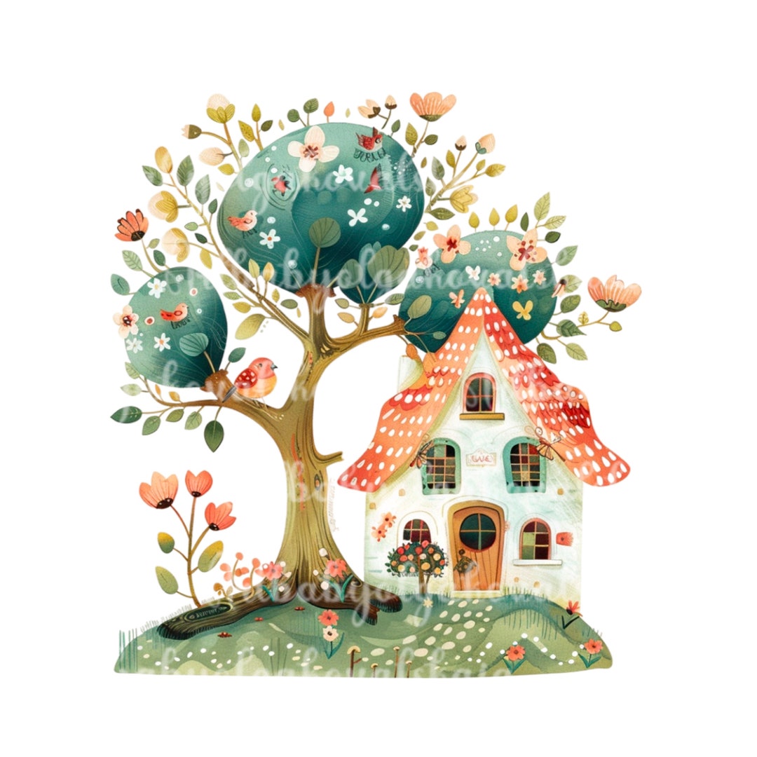 Cute House PNG, Watercolor Cozy Home Clipart, Digital Download - Etsy