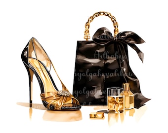 Fashion Illustration, Watercolor Purse Clipart PNG, Fashion Accessories, DIGITAL DOWNLOAD