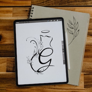 Diseño de tatuaje, tatuaje de gato, letra G, diseño de tatuaje personalizado, DESCARGA DIGITAL