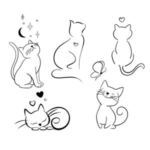 Diseño de tatuajes, Tatuaje de gato, Diseño de tatuajes personalizado, Descarga digital