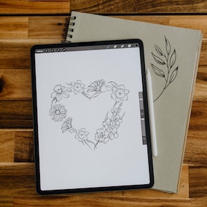 Floral Heart Tattoo Design, Flower Tattoo PNG, Tattoo Design For Women, Personalized Tattoo Design, Digital Download