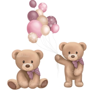 Teddy Bear Clipart, Bear PNG, Baby Shower, PNG, Digital Download, Commercial Use