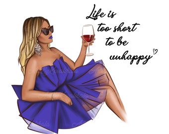 Fashion Girl PNG Clipart: Life Zitat (digitaler Download)