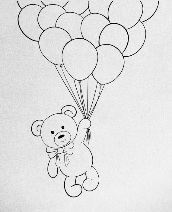 PNG Coloring Page Digital Download Teddy Bear Clipart Teddy Bear