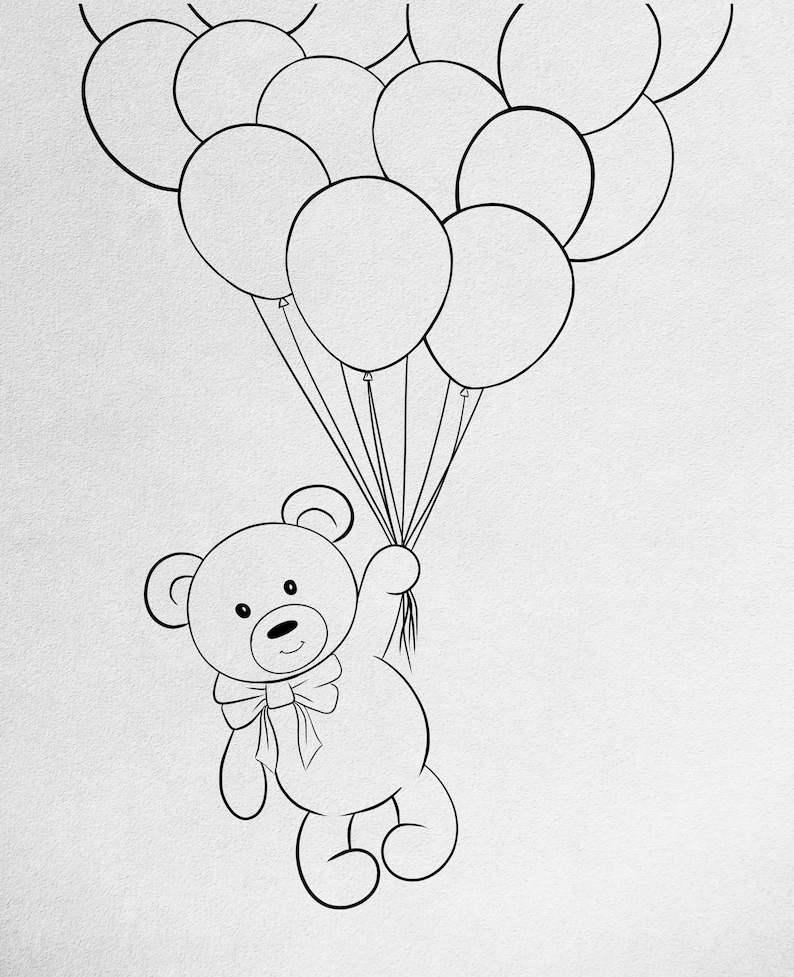 Teddy Bear PNG Coloring Page Teddy Bear Clipart Digital - Etsy