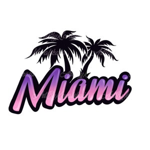 Miami PNG, Miami Clipart, Sunset, Palm trees, Digital Download