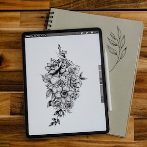 Floral Tattoo, Custom PNG Design, Birth Flower, Tattoo Design For Women, Personalized Tattoo Design, Digital Download