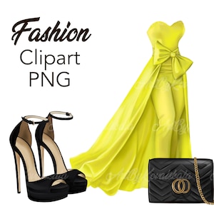 Fashion Clipart, Fashion Set PNG, Fashion Accessories Clipart, Digital Download