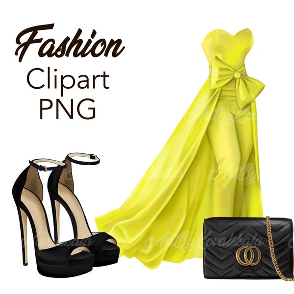 Fashion Clipart, Fashion Set PNG, Fashion Accessories Clipart, Digital Download