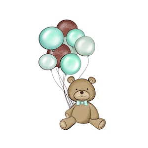 Teddy Bear Clipart, Bear PNG, Baby Bear, PNG, Baby Shower Boy, Digital Download