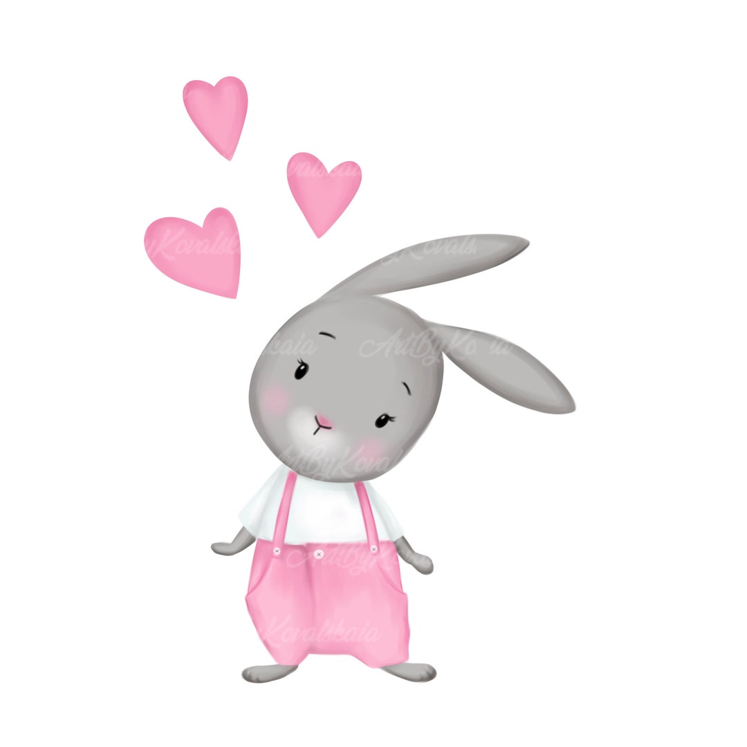 Bunny Clipart Cute Bunny PNG Rabbit Digital Download - Etsy