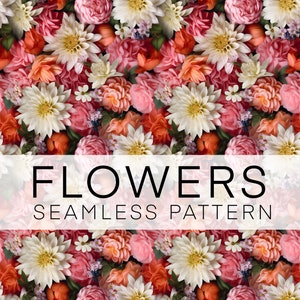 Seamless Pattern 3D Flowers, Floral Digital Paper, Instant download