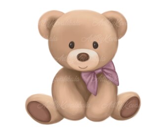 Teddy Bear Clipart, Cute Bear PNG, Baby Shower, Digital Download