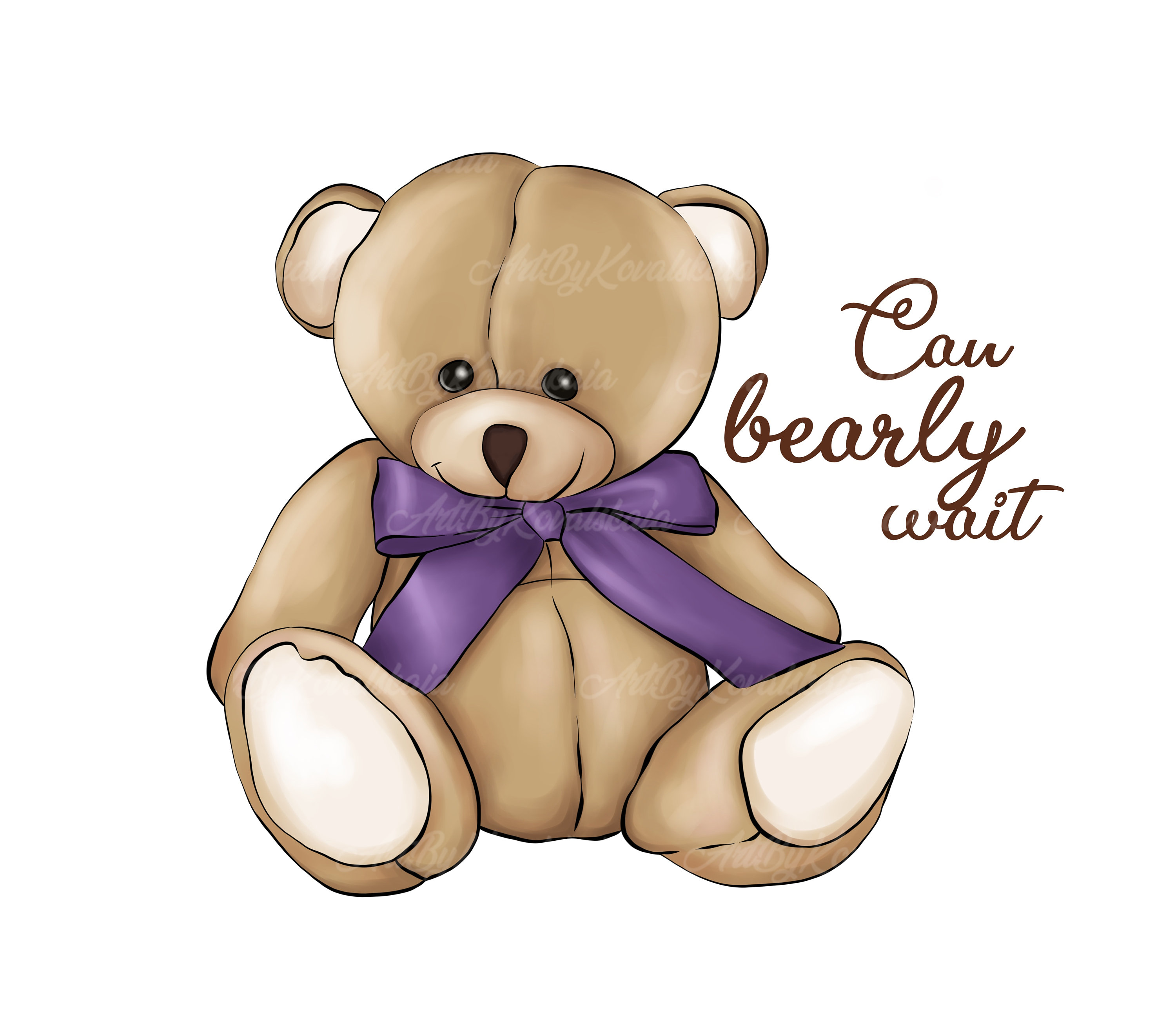 Teddy Bear Clipart, Can Bearly Wait, PNG, Baby Shower, Digital Download ...