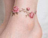 Peonies ankle bracelet tattoo, floral tattoo (Digital Download)