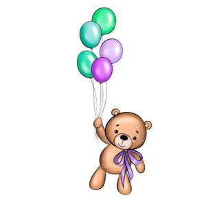 Teddy Bear Clipart, PNG, Baby Shower Clipart, Digital Download