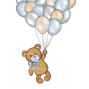 Teddy Bear Clipart, Bear PNG, Baby Shower Clipart, Baby Shower Girl, Digital Download, Commercial Use