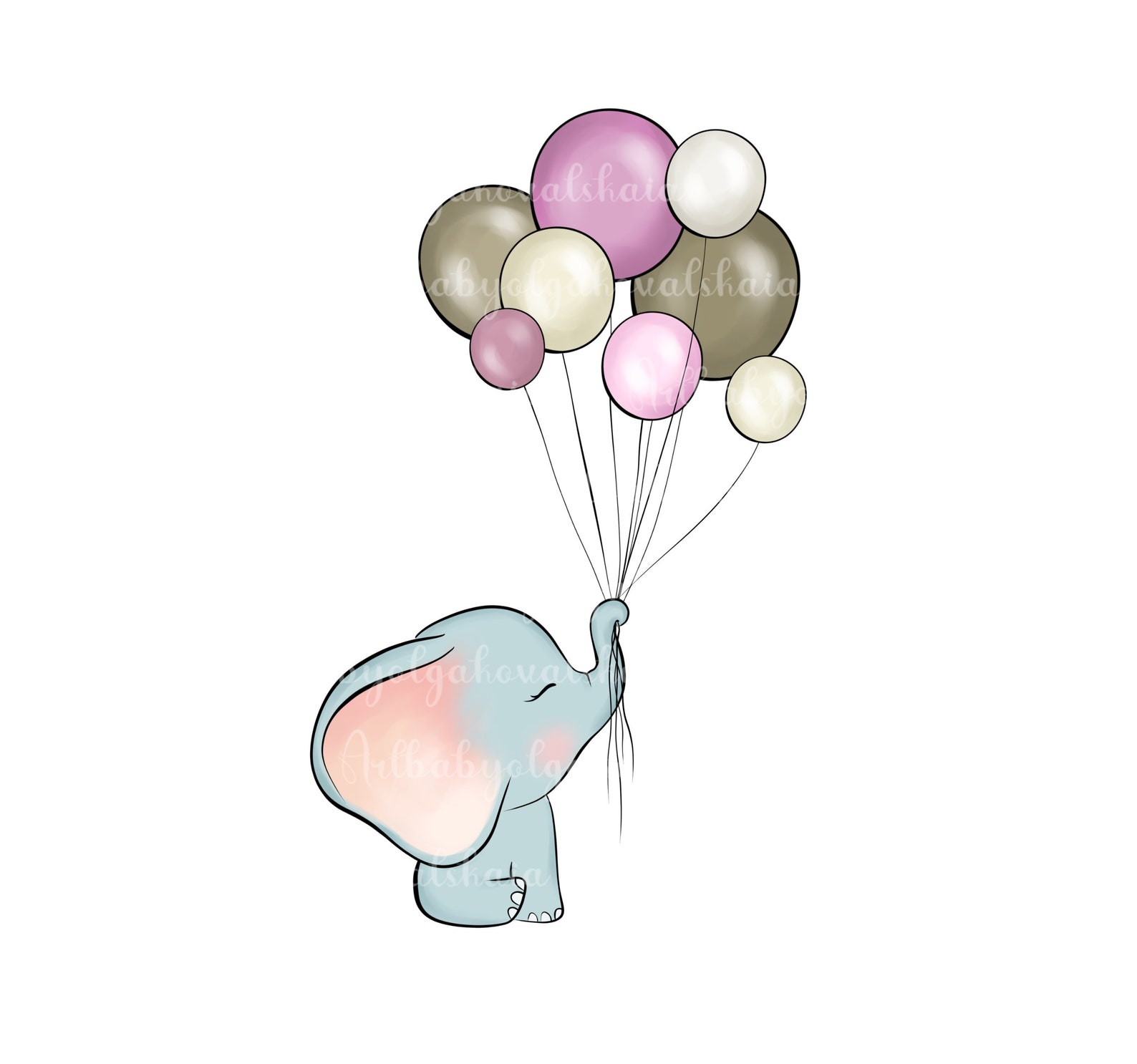 Elephant Clipart, Elephant Baby Shower, Elephant PNG, Baby Shower Girl ...