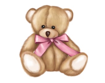 Teddy Bear Clipart, Fluffy Bear PNG, Baby Bear, PNG, Baby Shower, Digital Download, Commercial Use
