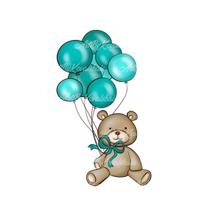 Teddy Bear Clipart, Bear PNG, Baby Shower Clipart, Digital Download