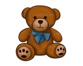 Teddy Bear Clipart, Bear PNG, Baby Shower Boy, Digital Download