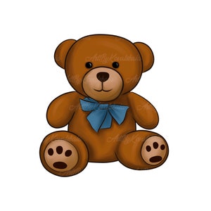 Teddy Bear Clipart, Bear PNG, Baby Shower Boy, Digital Download