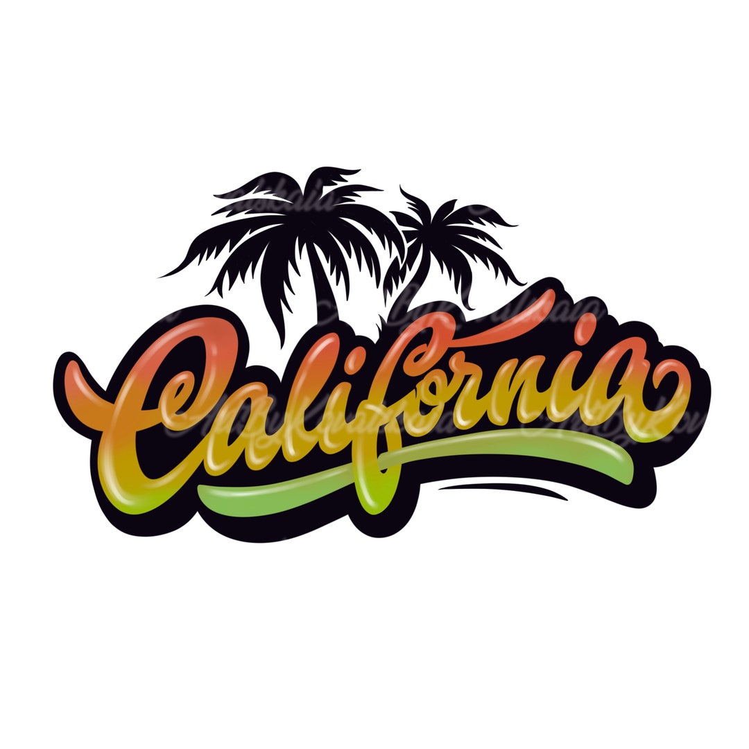 California PNG, California Clipart, Palm Trees PNG, Digital Download Etsy