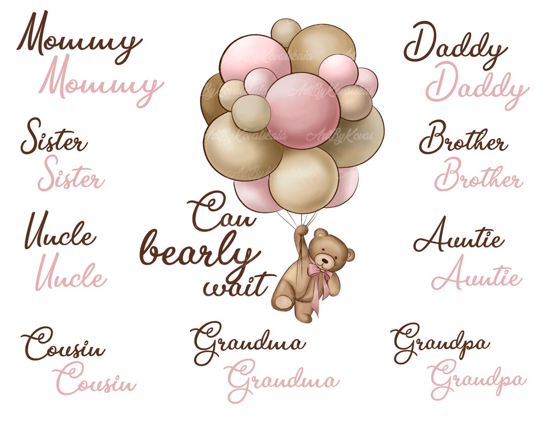 Teddy Bear Baby Shower Clipart: Gender Neutral PNG (digital Download ...