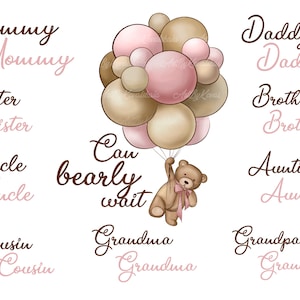 Can Bearly Wait Baby Shower Clipart, gender neutral baby shower, mom dad sister brother, gender reveal, baby bear, Digital Download