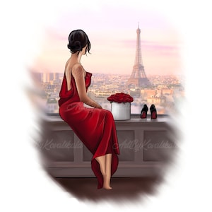 Lady in Paris, Girl PNG, Fashion Illustration, PNG, Fashion Girl, Digital Download