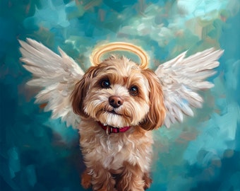 Custom Pet Portrait with Angel Wings: Memorial Gift (Digital Download)