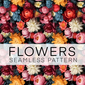 Seamless Pattern 3D Flowers, Floral Digital Paper, Instant download