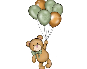 Teddy Bear Clipart, PNG, Baby Shower, Digital Download