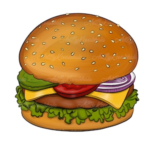 Hamburger PNG, Hamburger Clipart, Fast Food, Digital Download