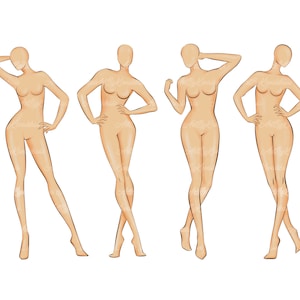 Female Fashion Croquis Template, Fashion Figure, Fashion Illustration, Digital Download