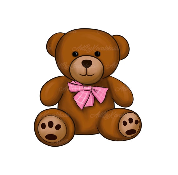 Teddy Bear Clipart, Bear PNG, Baby Shower Girl, Digital Download