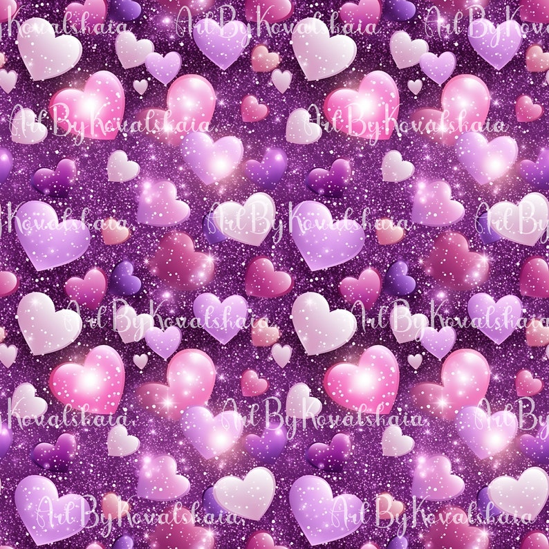4 Seamless Hearts Patterns, Valentines Day, Love Hearts, Digital Paper ...