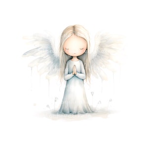 Watercolor Angel Clipart, Prayer Angel PNG, Baby Shower, DIGITAL DOWNLOAD