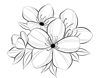 Diseño de tatuaje floral personalizado para mujer (descarga digital PNG)