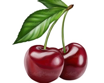 Cherries PNG, Cherries Clip Art, Digital Download